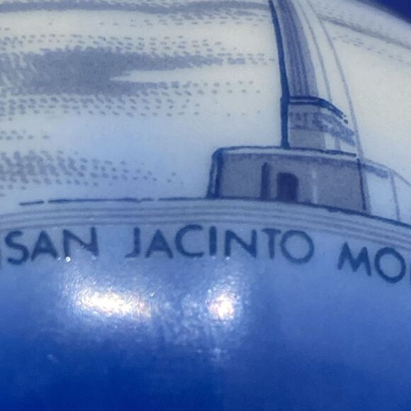 Vintage Texas Cobalt Blue The Alamo Saucer And Texas Landmarks Creamer Pitcher - Picture 15 of 15